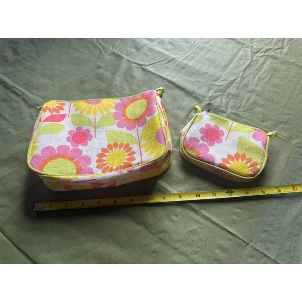 Clinique Vintage Floral Makeup Bag Set 2 Piece Pencil Pouch Dorm Organizer